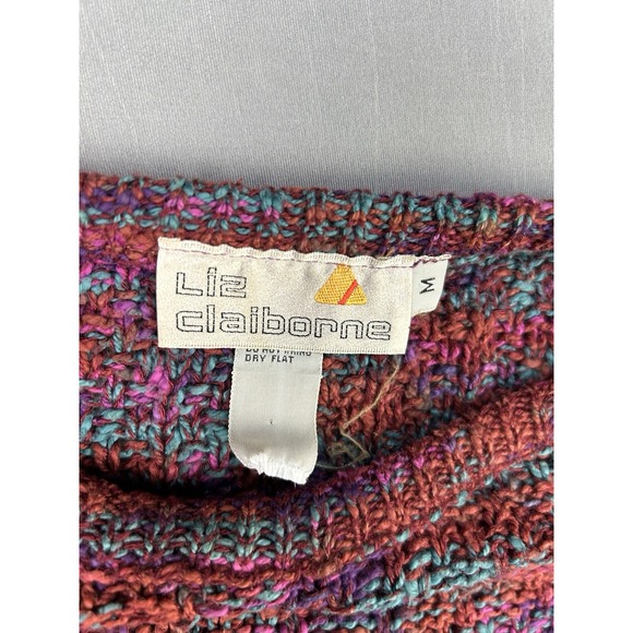 Vintage Liz Claiborne Women's M Puff Shoulder Puff Sleeve Jewel Tone Sweater - Picture 2 of 11